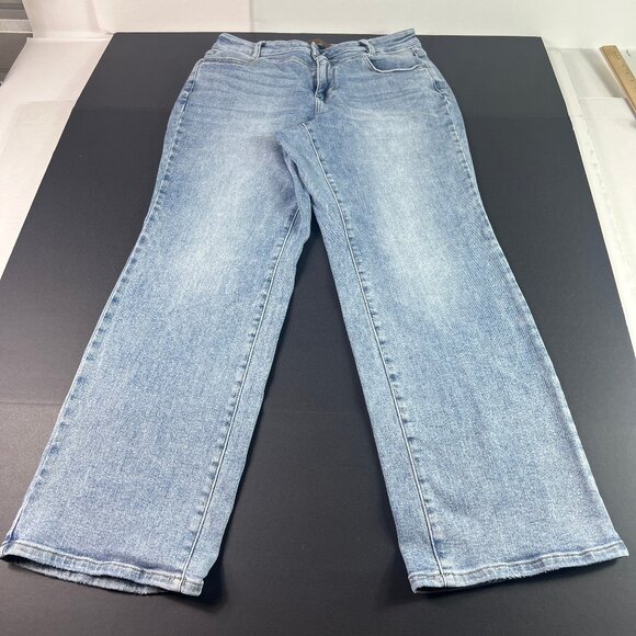 Judy Blue Jeans Women's Plus 33x31* Retro Wide Leg High Rise Blue Denim Tag 14W - Picture 1 of 16